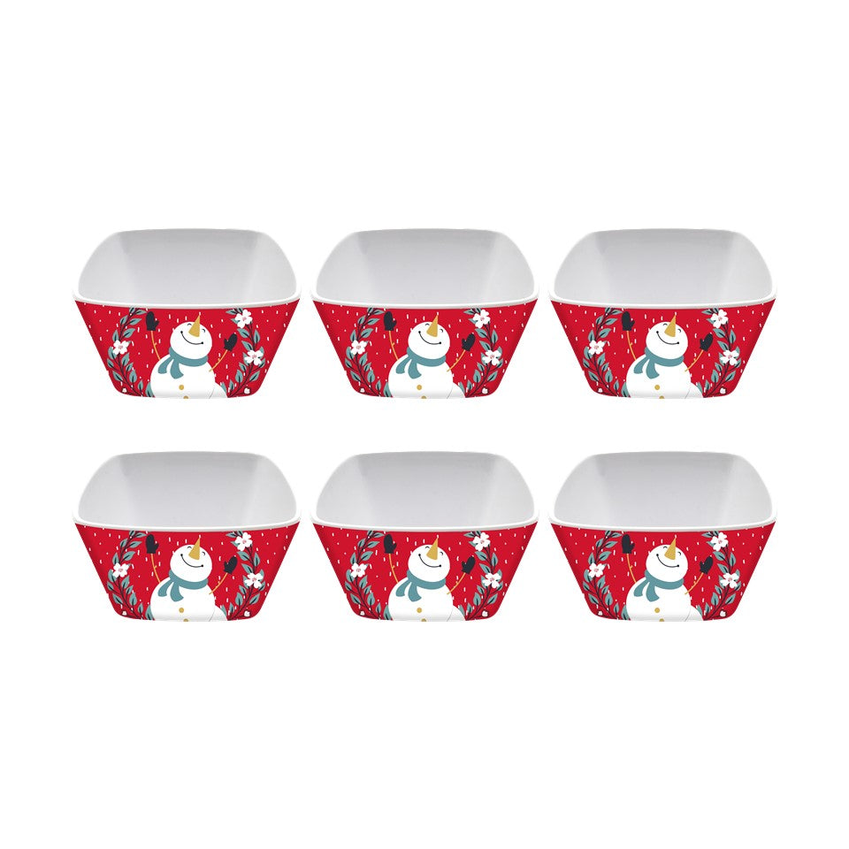 6pc Melamine Snack Square Bowl Set 3.5X2in - Merry Little Christmas