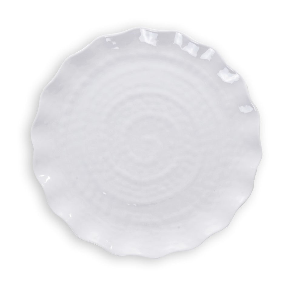 10.8in Melamine Scalloped Swirl Plate (24PK) - Scalloped White