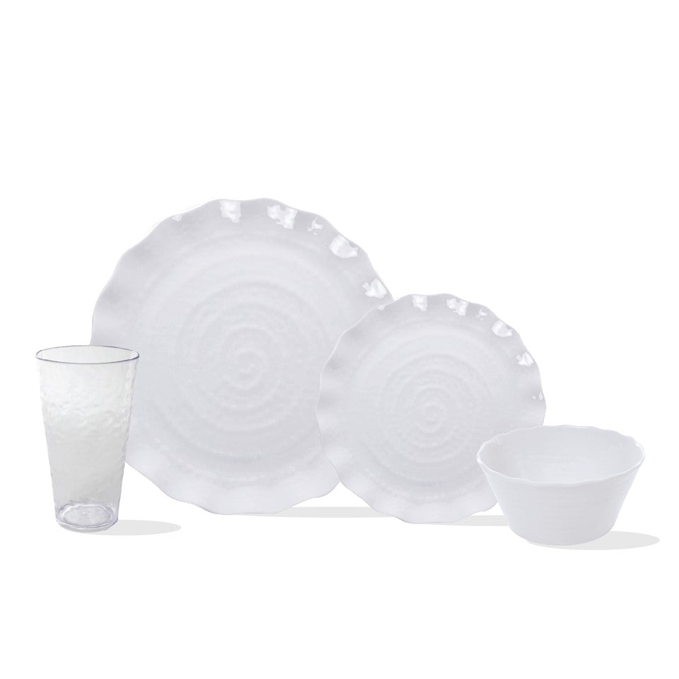 8.6in Melamine Scalloped Swirl Plate (24pk) - Scalloped White