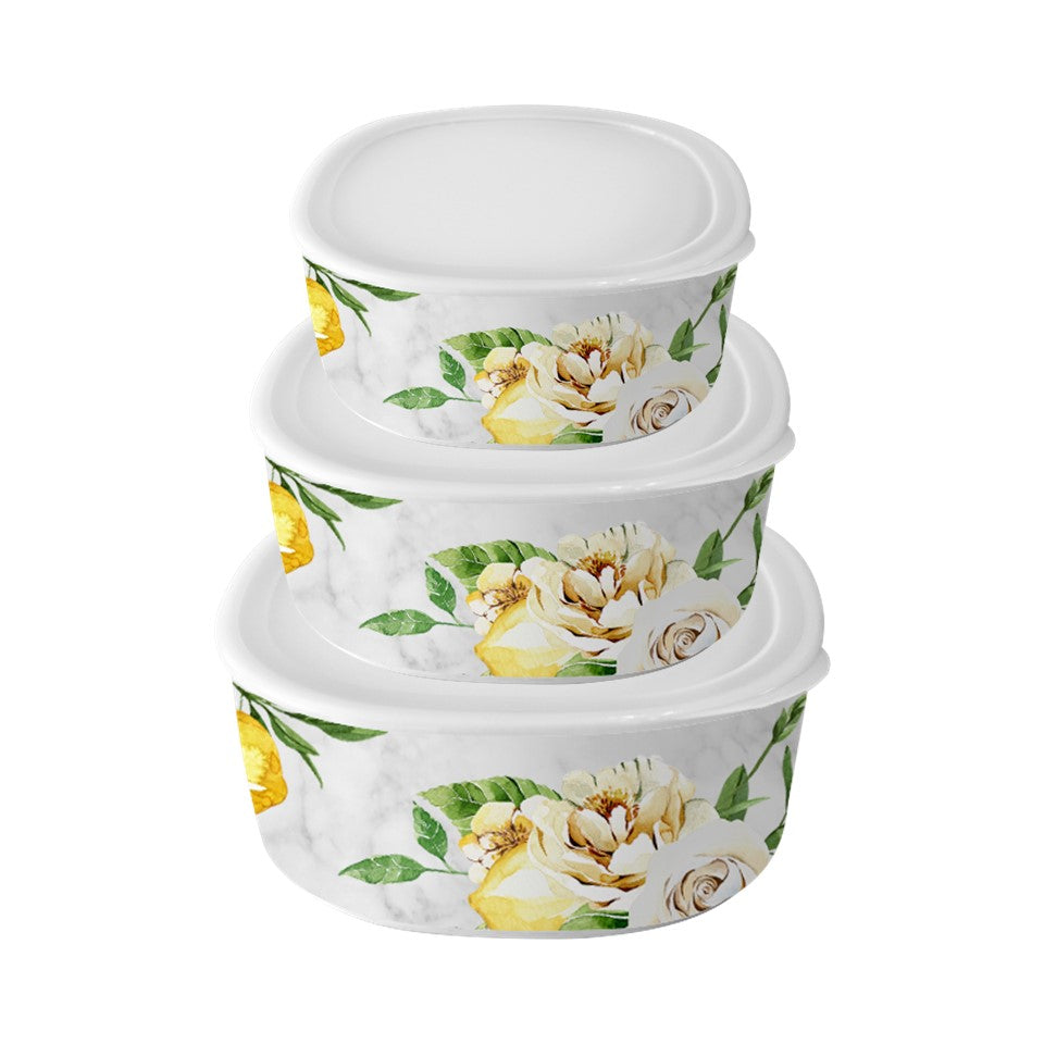 3pc Melamine / PP Food Storage Container Set (Soft-Square) - Botanical ...