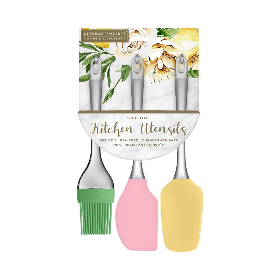 Various Silicone / PS 3pc Utensils Set - Botanicals