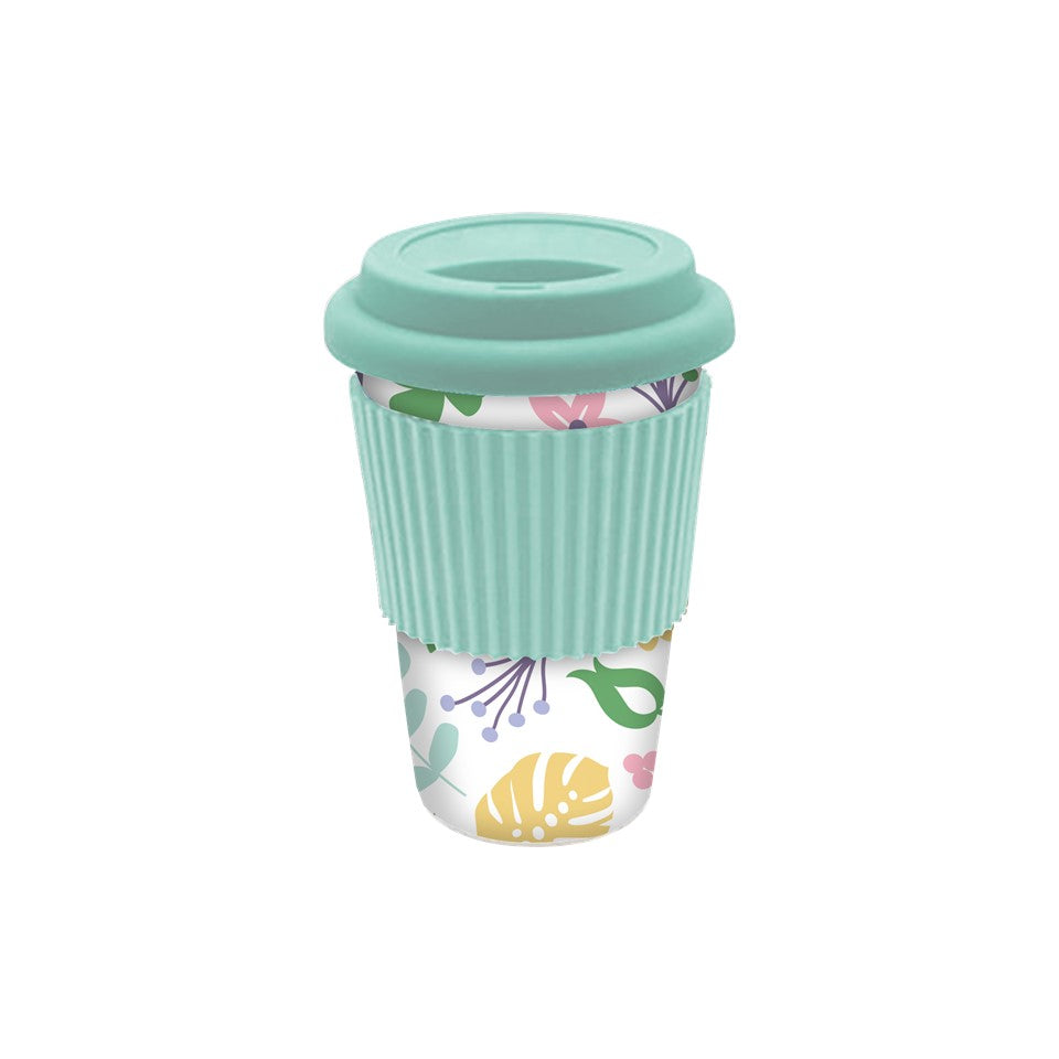 15oz Stoneware Travel Mug PDQ W/Silicone Lid & Sleeve - Spring Flurry