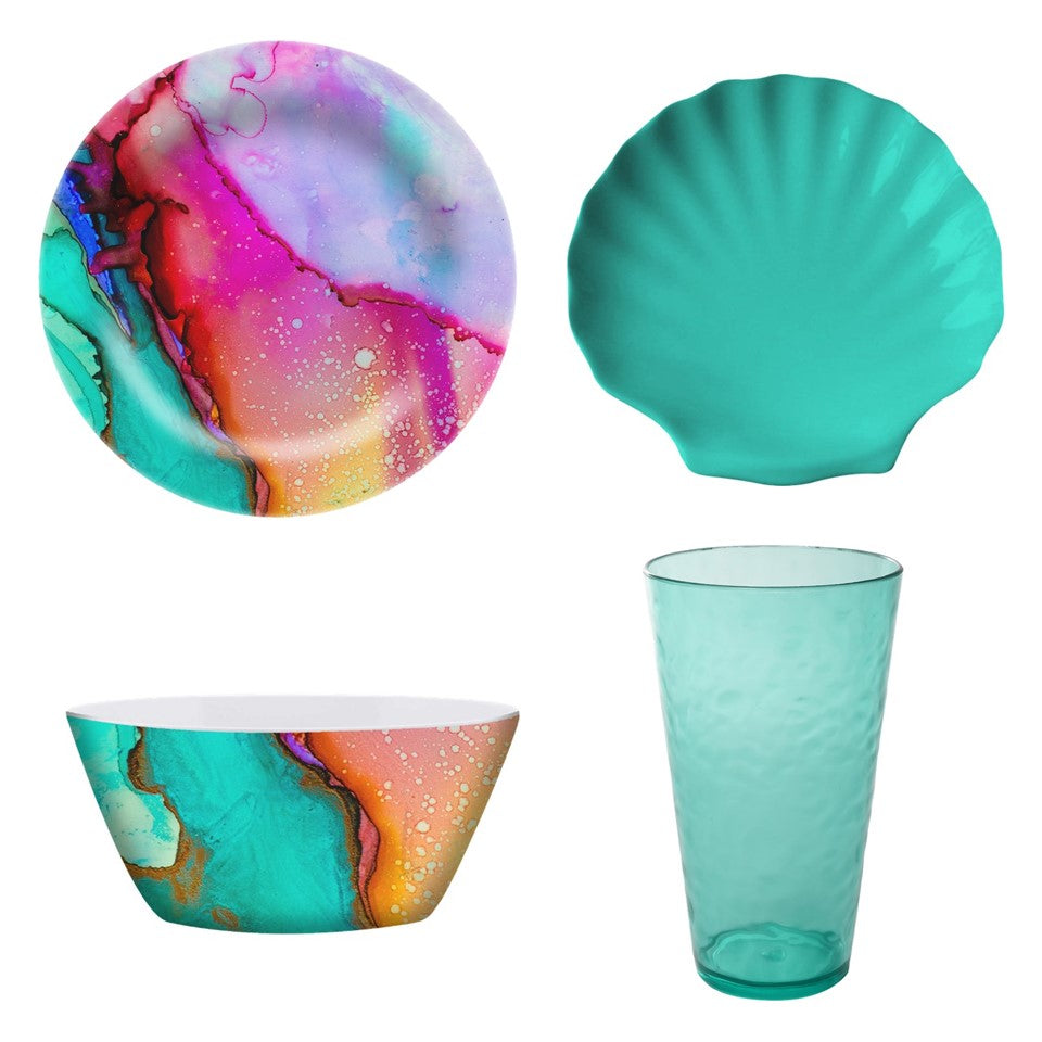 126pc Melamine Dinnerware Assorted Fd - Seashell (Solid Color) - Summer Splash