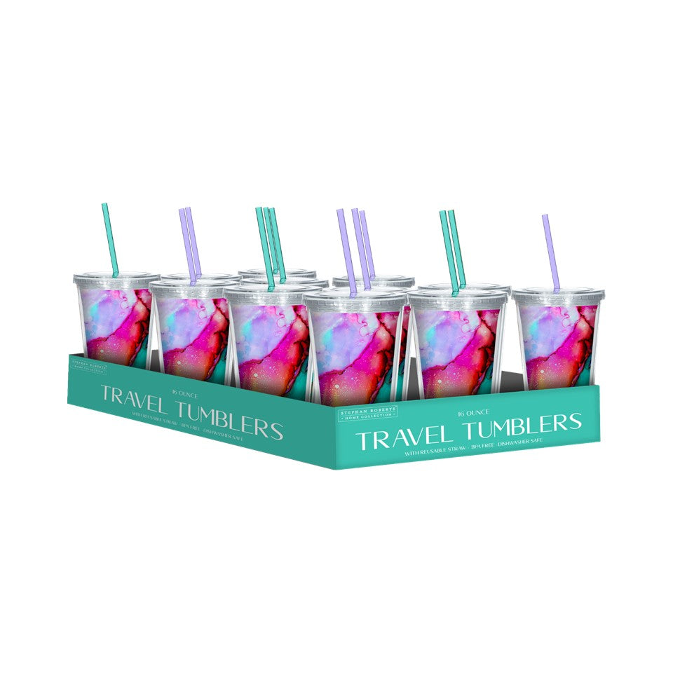 16oz PS D-Wall Travel Tumbler PDQ - Summer Splash