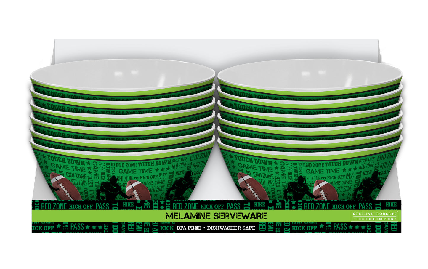 96pc Melamine Dinnerware Assorted PDQs (22in) - Game Time