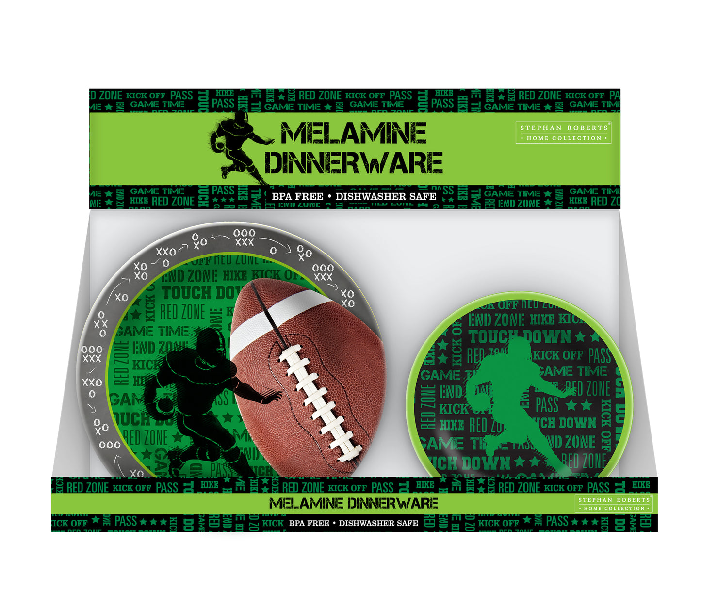 96pc Melamine Dinnerware Assorted PDQs (22in) - Game Time