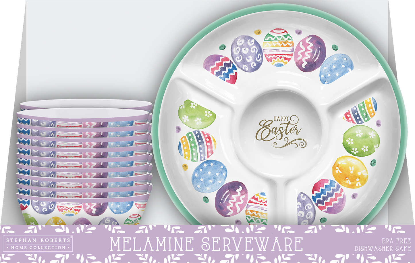 96pc Melamine Dinnerware Assorted PDQS (32in) - Happy Easter