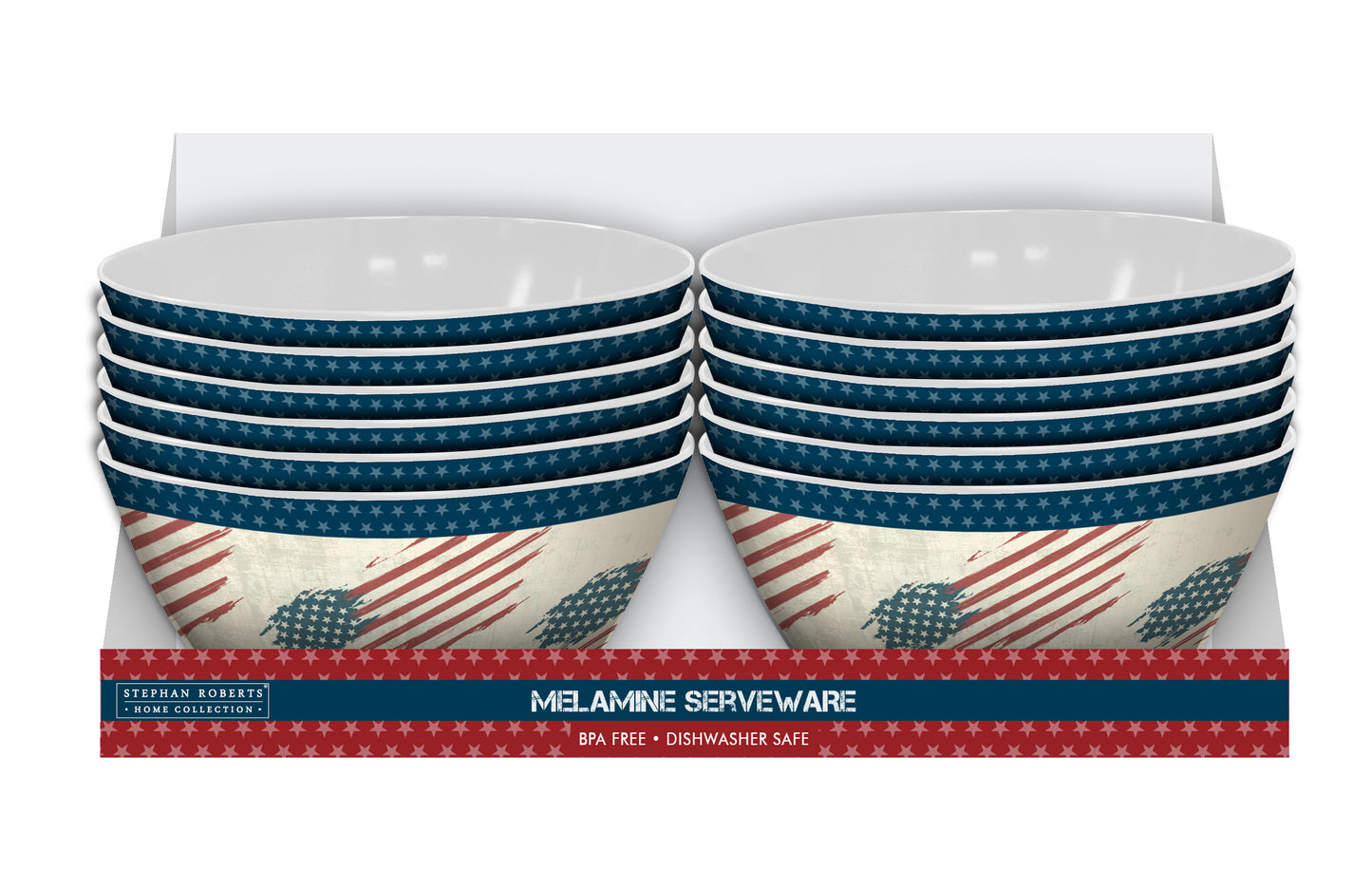 96pc Melamine Dinnerware Assorted PDQs (22in) - Memorial Day