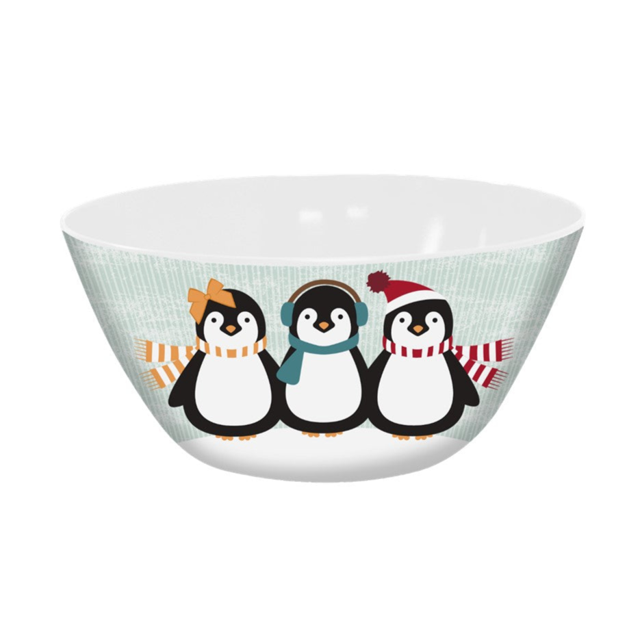 3.5qt Melamine Serving Bowl  - Playful Penguins