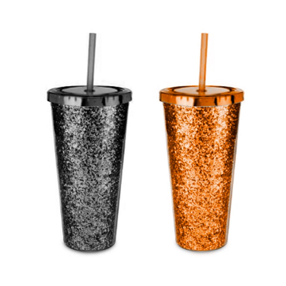 21oz AS Glitter Travel Tumbler PDQ - Hello Halloween