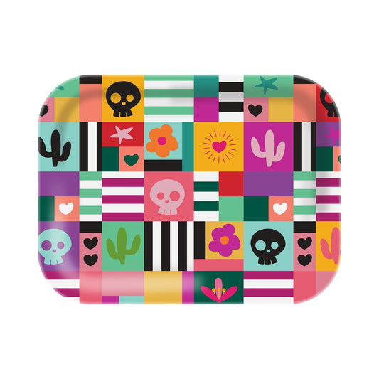 15.12in Melamine Rectangular Tray  - Day Of The Dead Geo