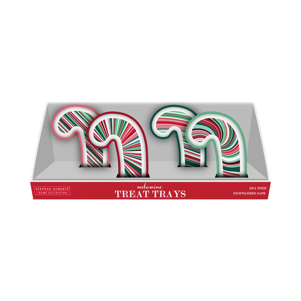 8in Melamine Candy Cane Tray PDQ - Christmas Cheer
