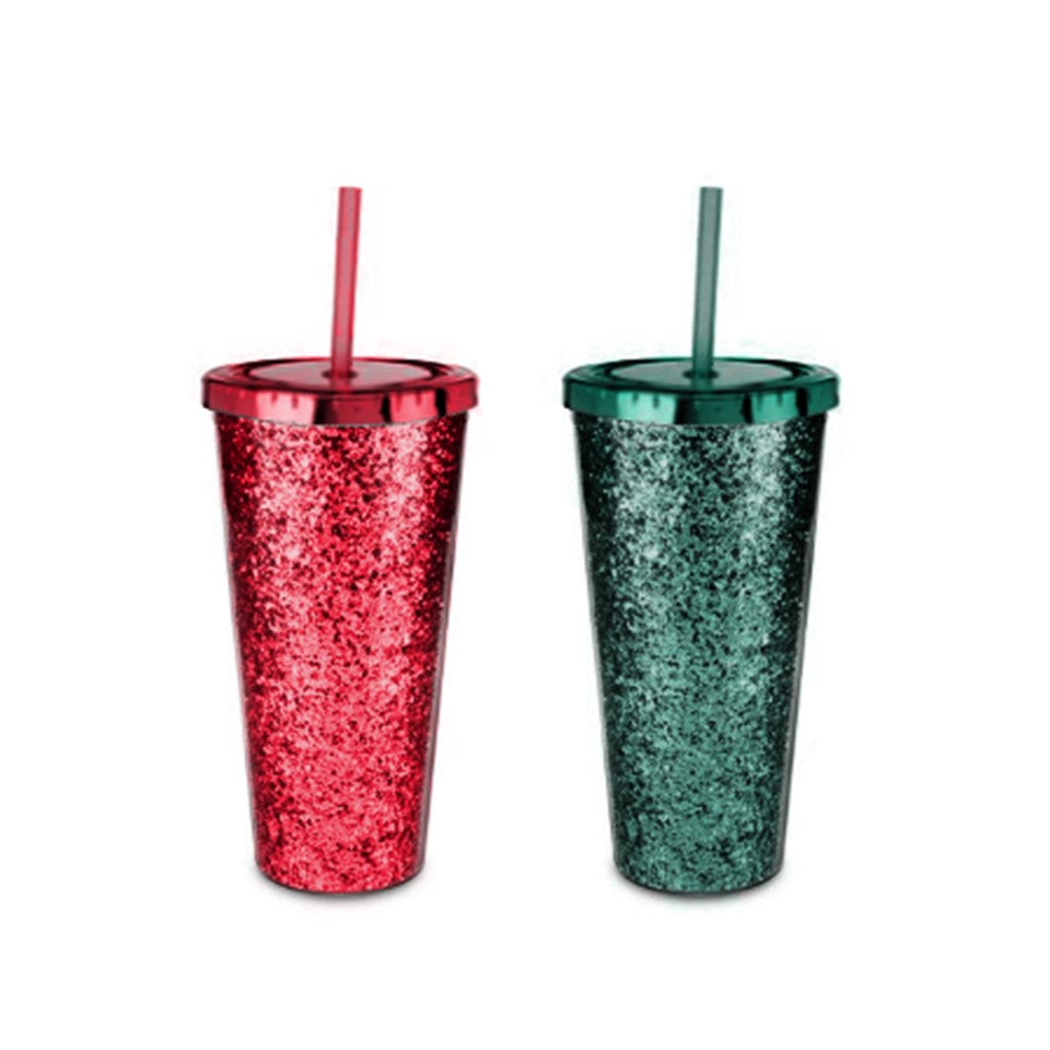 21oz AS Glitter Travel Tumbler PDQ - Christmas Cheer