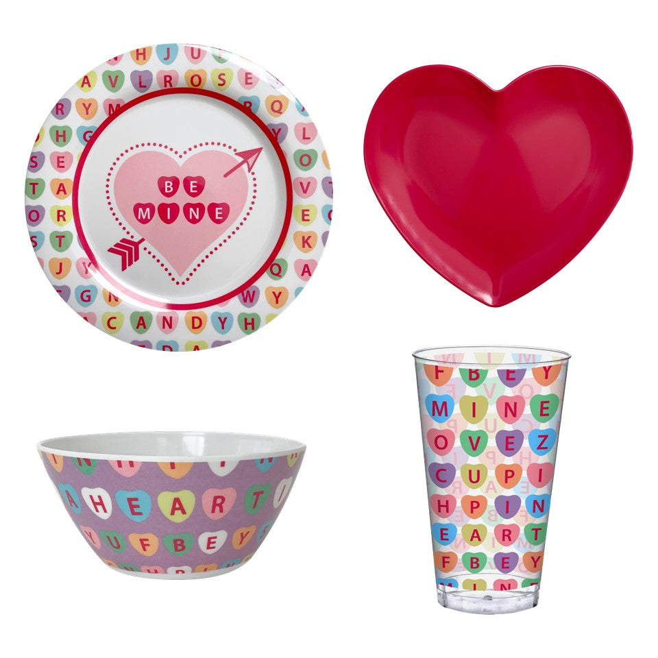 126pc Melamine Dinnerware Assorted FD (Heart-Plate) - Candy Hearts