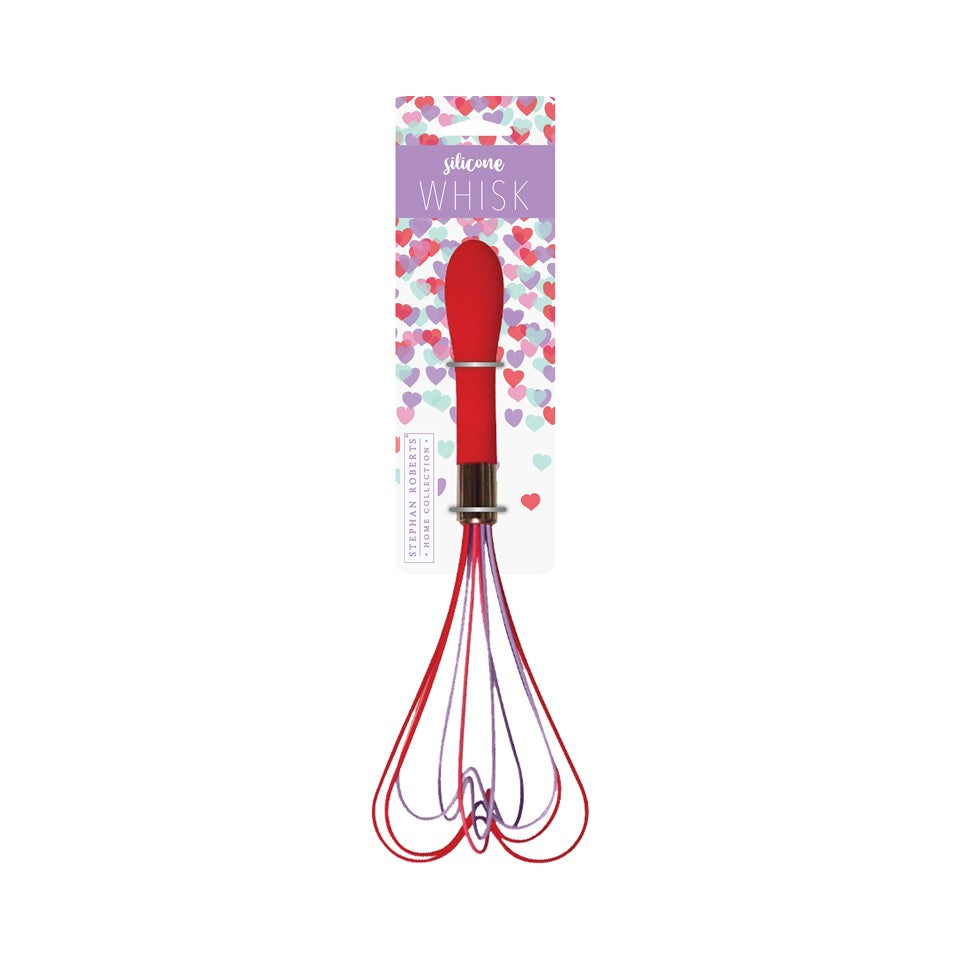 11.5in Silicone / SS Heart-Shaped Whisk - Floating Hearts
