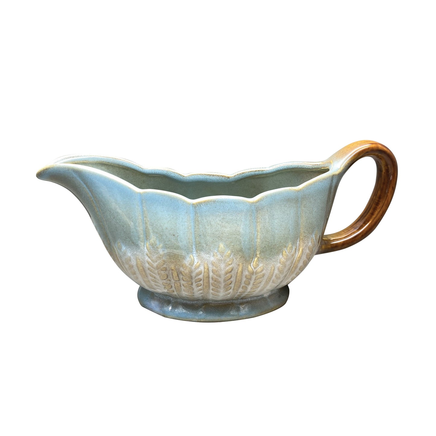 8.8X3.5in Stoneware Gravy Boat  Watercolor Harvest Blue Pumpkin Collection - Watercolor Harvest Blue