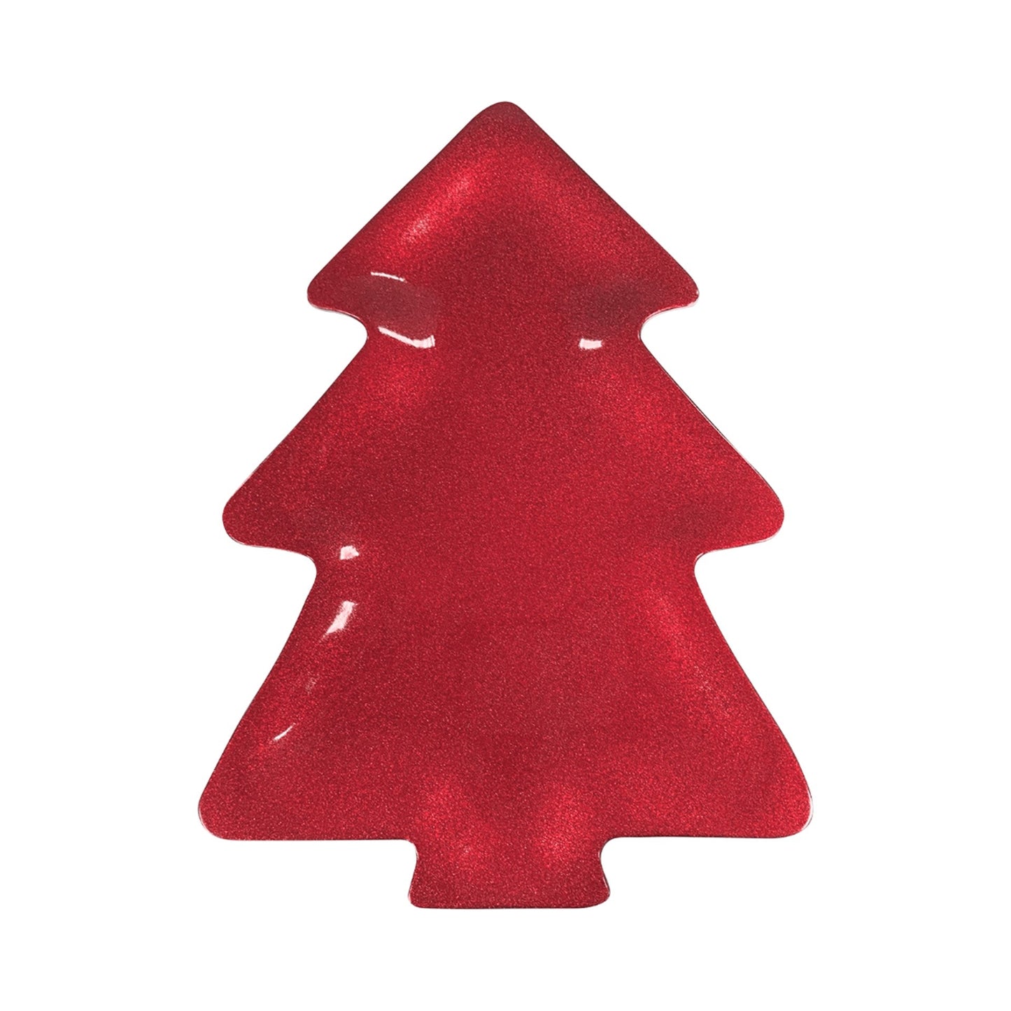 12.6X9.25in Melamine Christmas Tree Tray W/ Glitter Finish - Rustic Holiday