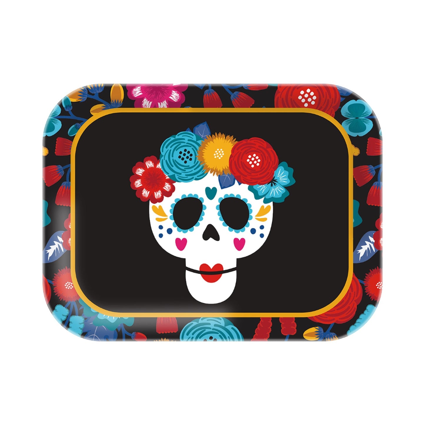 15.12in Melamine Rectangular Tray - Day Of The Dead Floral