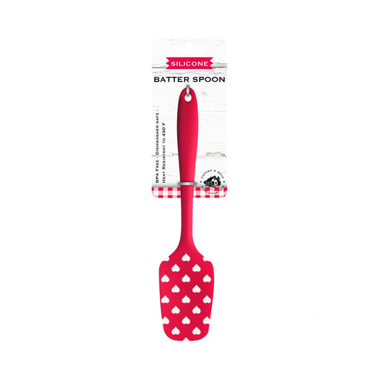 11in Silicone Batter Spoon - Gingham Valentine